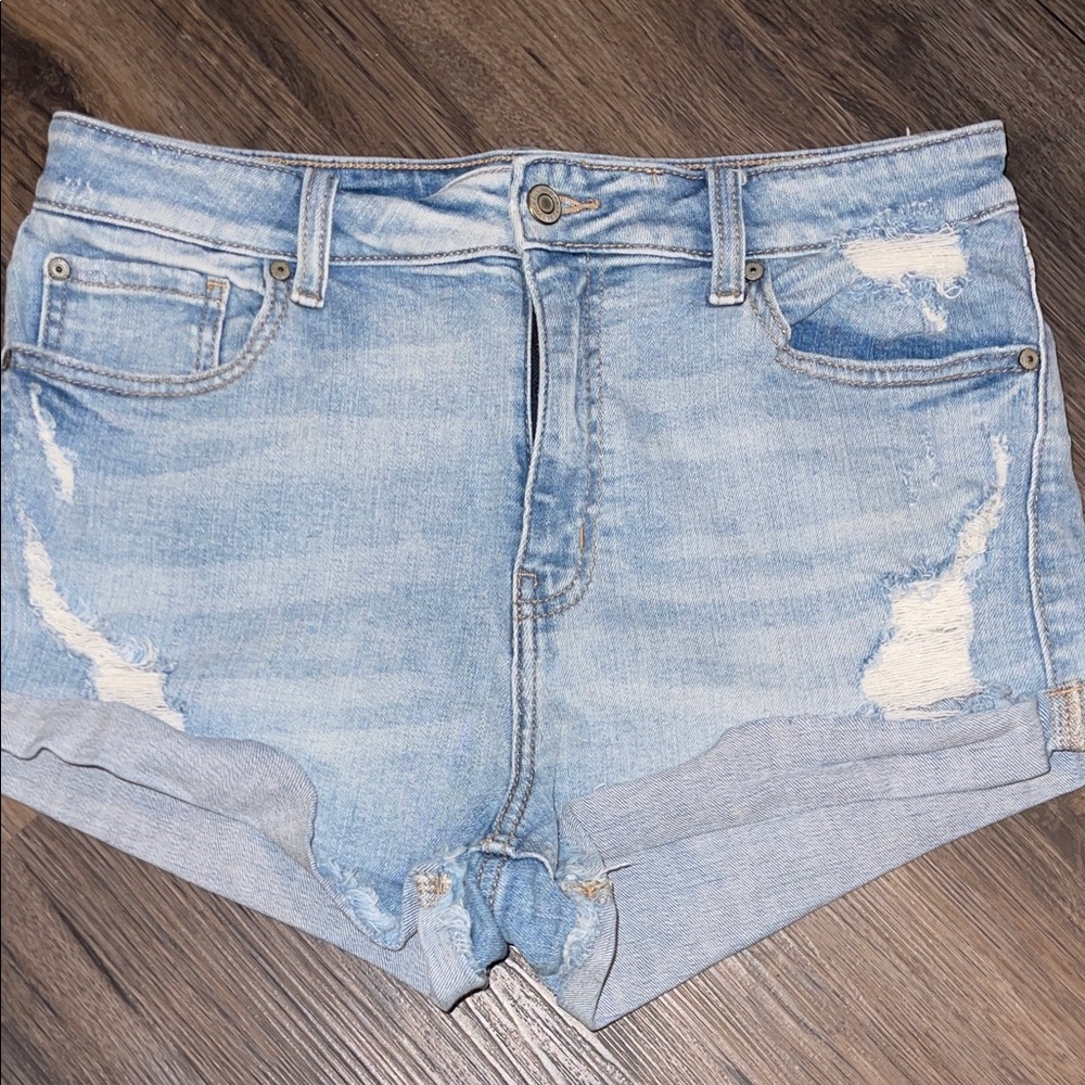 Eunina Light Blue Distressed Denim Shorts